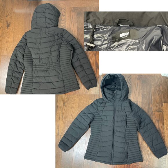 🖤 BRAND-NEW DKNY Hooded Packable Puffer Coat - Black 🖤 - Picture 3 of 5